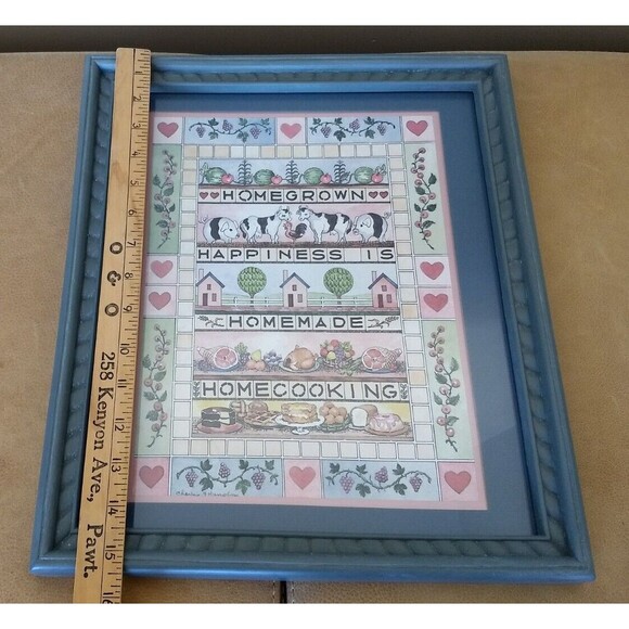 Homeco‎ Framed & Matted Art Print Home Cooking Hearts Farm Food Syroco Vtg Decor - Picture 14 of 16